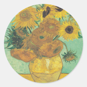 Adesivo Redondo Girassóis por Vincent Van Gogh