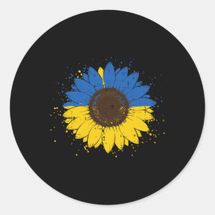 Adesivo Redondo Girassol Amarelo Azul Ucraniano Flor Homens Ucrâni