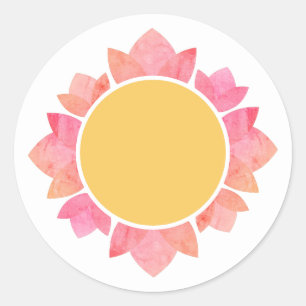 Adesivo Redondo Girassol Amarelo Gradiente Rosa ilusima Branco