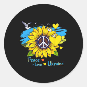 Adesivo Redondo Girassol Bandeira Ucrânia Mapa Paz Amor Ucrânia Uc