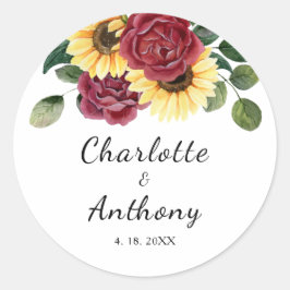 Adesivo Redondo Girassol Moderno e Rosa Floral