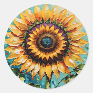Adesivo Redondo Girassol Whimsical, Bho Sunflower, Sunflower,