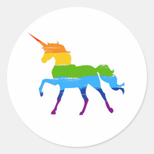 Adesivo Redondo Gire LGBT Rainbow Unicorn Sticker