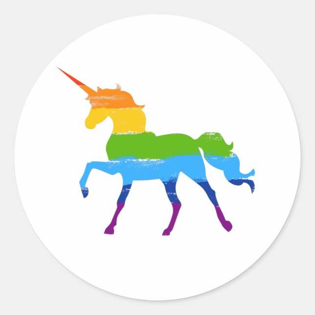 Adesivo Redondo Gire LGBT Rainbow Unicorn Sticker (Frente)
