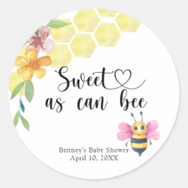 Adesivo Redondo Girl Baby Bee - sweet as can bee