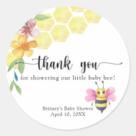 Adesivo Redondo Girl Baby Bee - thank you