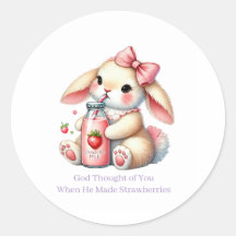 Girl Bunny Christian Round Stickers