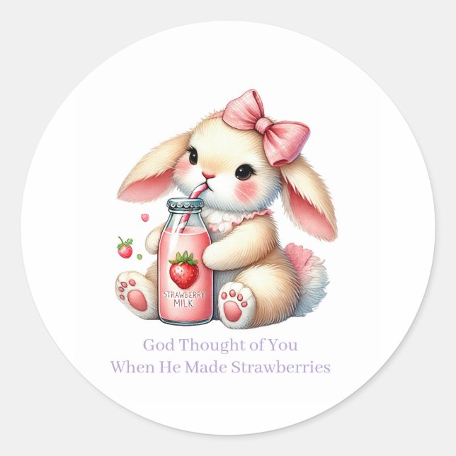Adesivo Redondo Girl Bunny Christian Round Stickers (Frente)