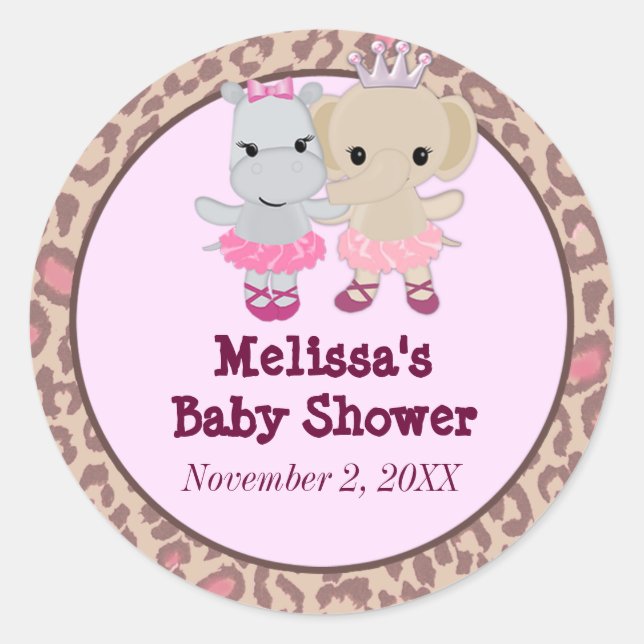 Adesivo Redondo GIRL ELEPHANT HIPPO Tu Cute Baby vazio TTC #7 (Frente)