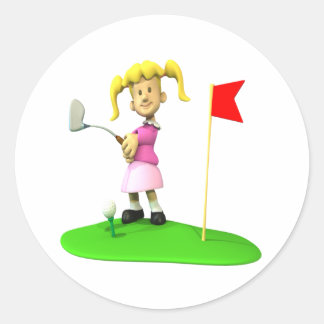 Adesivo Redondo Girl Golfer