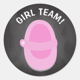 Adesivo Redondo GIRL TEAM Classic Round Sticker, GENDER REVEAL