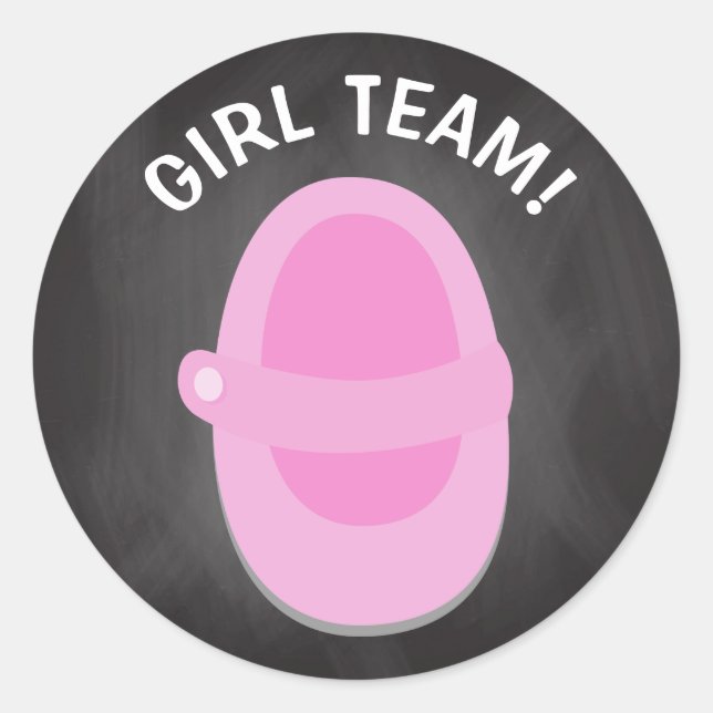 Adesivo Redondo GIRL TEAM Classic Round Sticker, GENDER REVEAL (Frente)