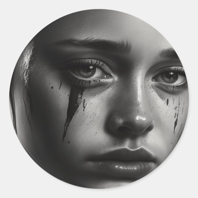 Adesivo Redondo Girl with tears (Frente)
