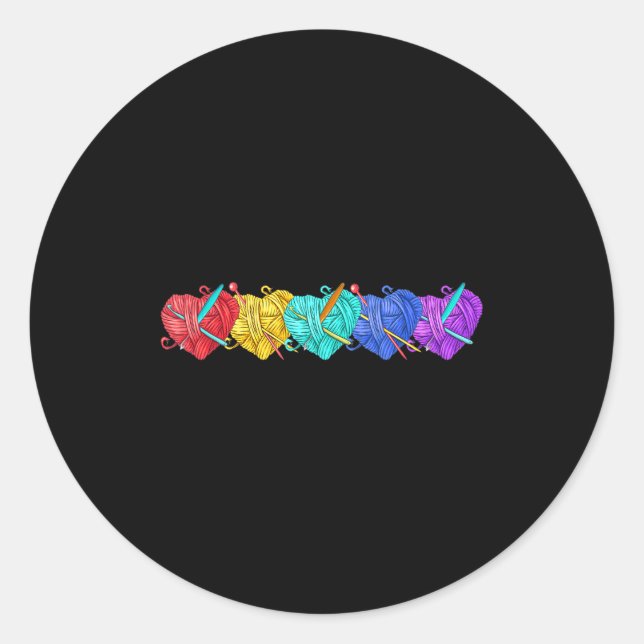 Adesivo Redondo Girl Women's Yarn Crochet Knitting Funny Gift  (Frente)