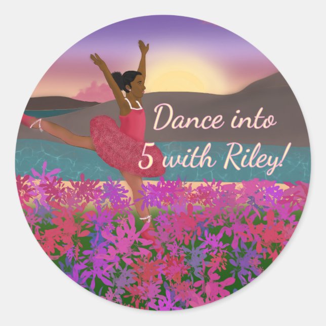 Adesivo Redondo Girls 5th Birthday Stickers (Frente)