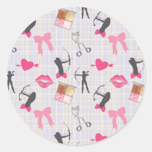 Adesivo Redondo Girls Archery - Girly Hearts and Makeup