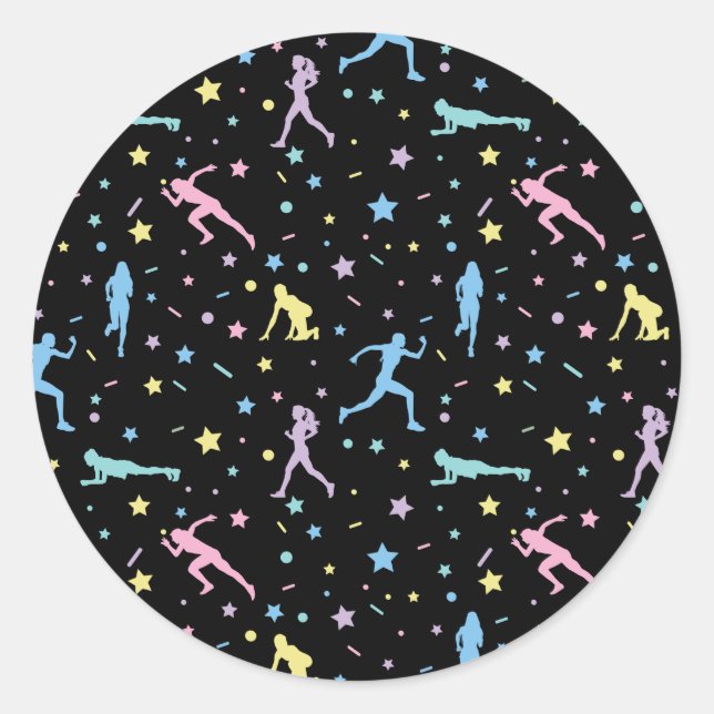 Adesivo Redondo Girls Cross Country, Track Field, Marathon Runner (Frente)