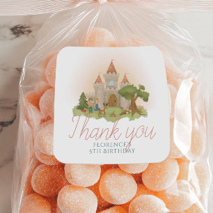 Adesivo Redondo Girls Fairytale Castle Favor do Aniversário de cri