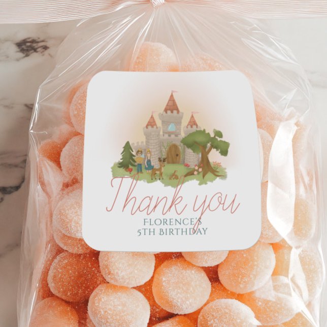 Adesivo Redondo Girls Fairytale Castle Favor do Aniversário de cri (Criador carregado)