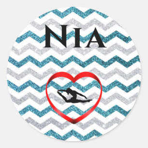 Adesivo Redondo Girls Glitter Chevron Gymnastics Stickers Personal