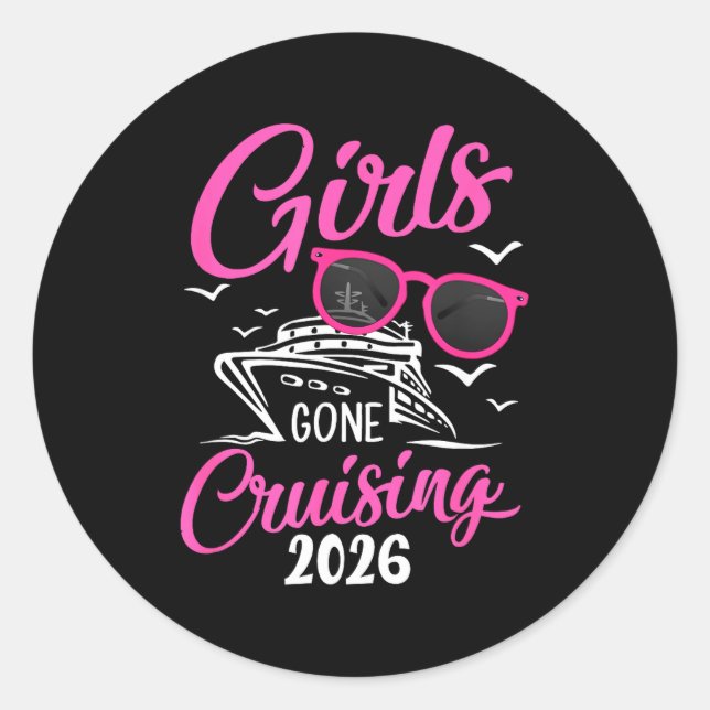 Adesivo Redondo Girls Gone Cruising 2026 Vacation Party Cruise  (Frente)