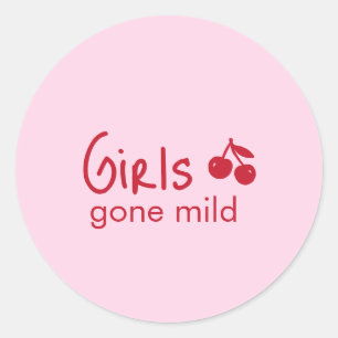 Adesivo Redondo Girls Gone Mild Rosa e Vermelho Cereja Despedida d
