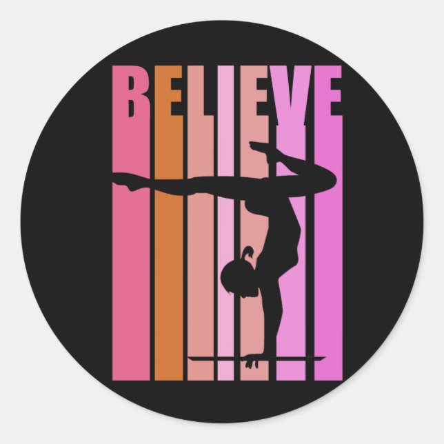 Adesivo Redondo Girls Gymnast Gymnastics Girls Manipulam Rosa (Frente)