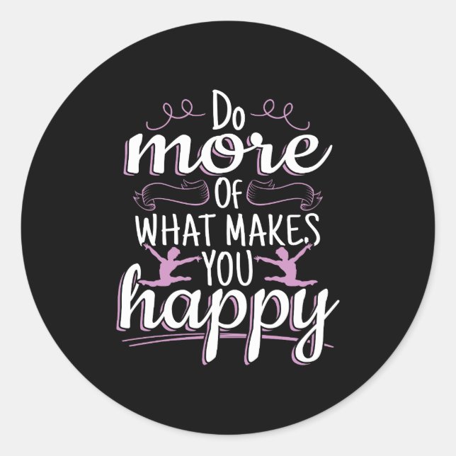 Adesivo Redondo Girls Gymnastics - Motivational Happy Cote (Frente)