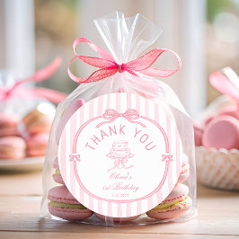 Adesivo Redondo Girls Just Wanna be One Pink Bow Thank You