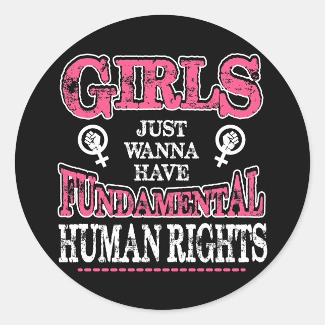 Adesivo Redondo Girls Just Wanna Have Fundamental Rights (Frente)