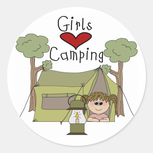 Adesivo Redondo Girls Love Camping (Frente)