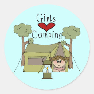 Adesivo Redondo Girls Love Camping