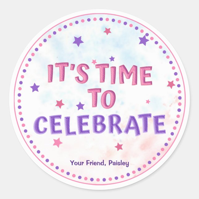 Adesivo Redondo Girls Pink Favor Festa de aniversário Ginástica (Frente)