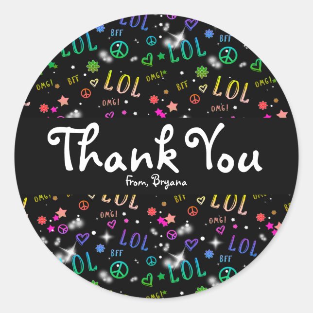 Adesivo Redondo Girls Rainbow LOL Festa de aniversário Favor Stick (Frente)