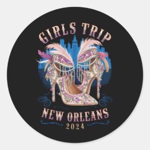Adesivo Redondo Girls Trip New Orleans 2024 Mardi Gras High Heels