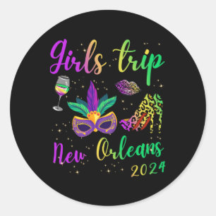 Adesivo Redondo Girls Trip New Orleans 2024 Mardi Gras Mask Miçang