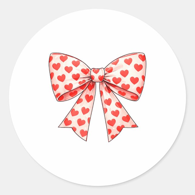 Adesivo Redondo Girls Valentine Heart Bow Cute Valentines Day Teen (Frente)