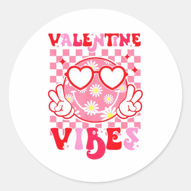 Adesivo Redondo Girls Valentines Day Cute Smile Face Valentine Vib (Frente)