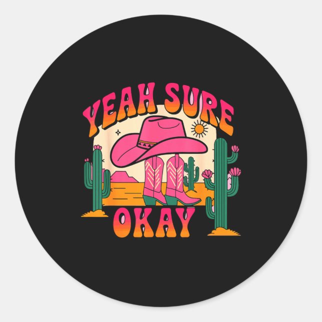 Adesivo Redondo Girls Valentines Day Hearts Yeah Sure Okay Western (Frente)