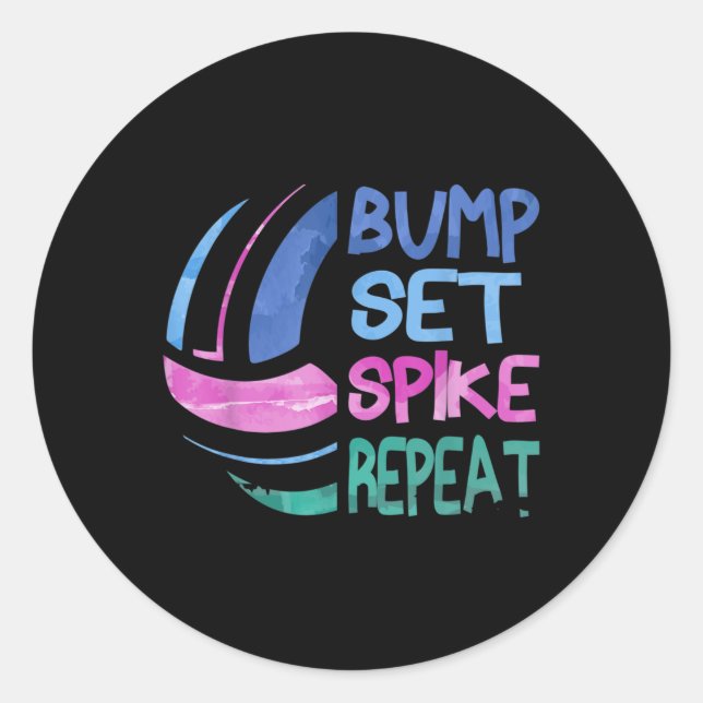 Adesivo Redondo Girls Voleibol Set Spike Repetir Roxo Azul (Frente)