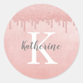 Adesivo Redondo Girly Blush Pink Monograma