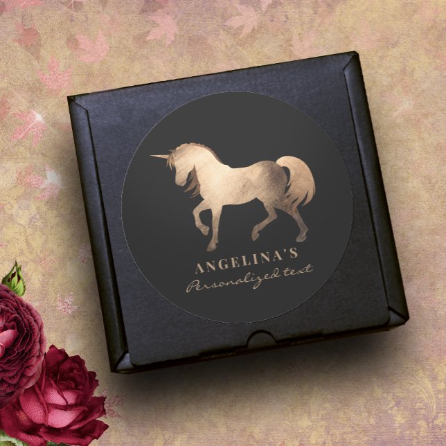 Adesivo Redondo Girly Classy Luxury Rosa Gold Foil Personalizado U (Criador carregado)