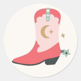 Adesivo Redondo Girly Cowboy Boot
