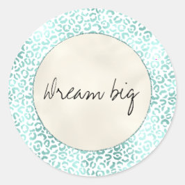 Adesivo Redondo Girly Glam Mint White Cream Leopard Impressão