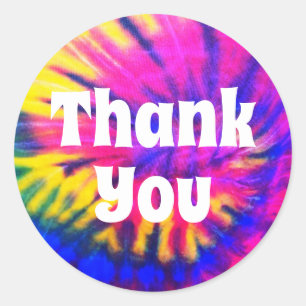 Adesivo Redondo Girly Hot Pink Tie-Dyed Obrigado