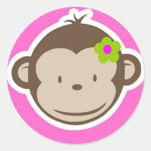 Adesivo Redondo Girly Monkey