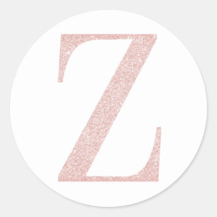 Adesivo Redondo Girly Pale Rosa Dourada Glitter Monograma Z