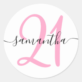 Adesivo Redondo Girly Pink Personalizado 21