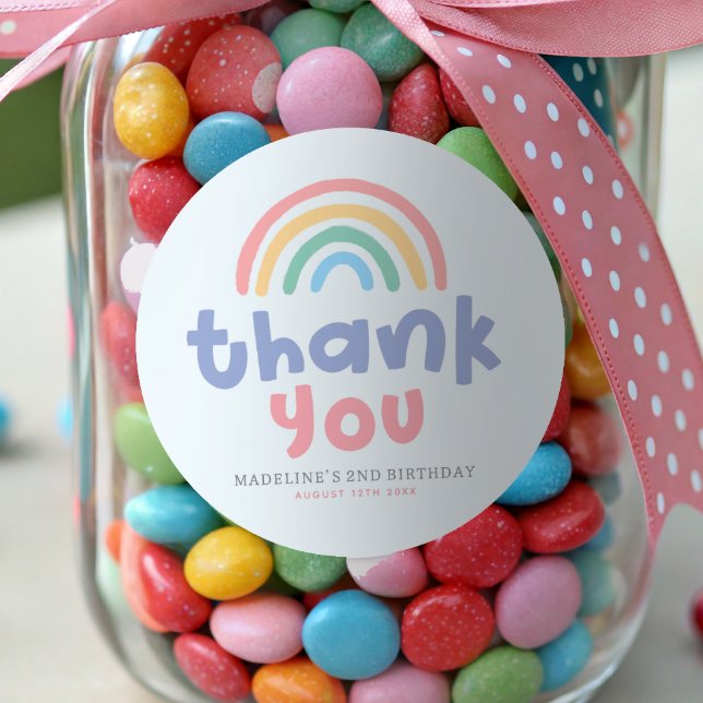 Adesivo Redondo Girly Pool Party Rainbow Girls Birthday Favor (Criador carregado)