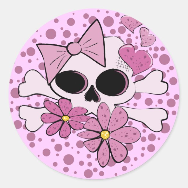 Adesivo Redondo Girly Punk Skull (Frente)